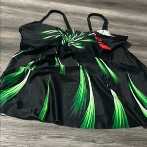Black and Green Swimsuit Top